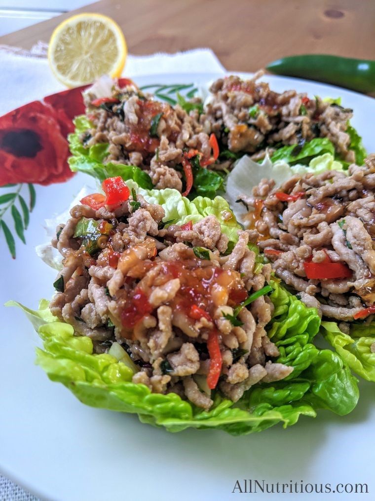 Sweet chilli pork lettuce wraps (keto)