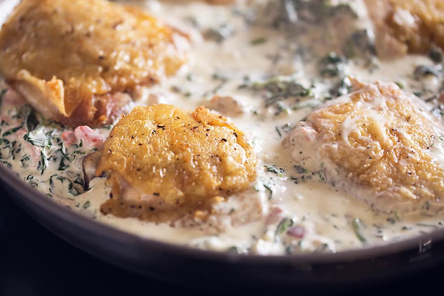 Chicken Thighs with Creamed Spinach