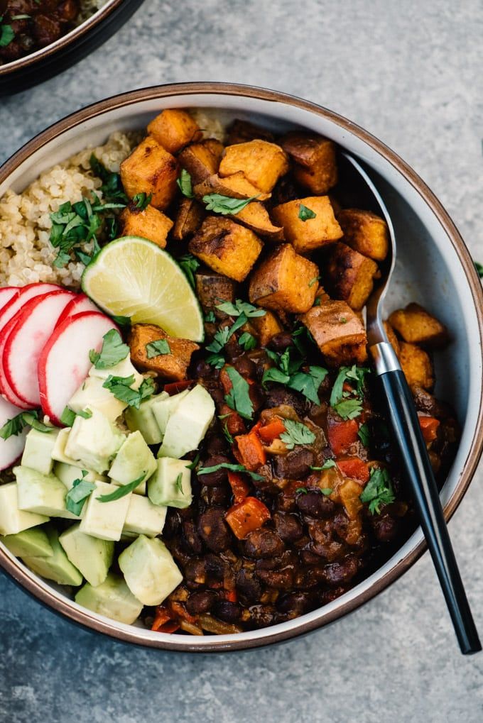 Black Bean Buddha Bowls With Sweet Potato & Quinoa