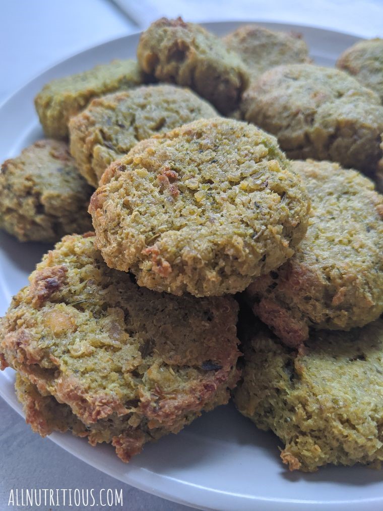 vegetarian broccoli cheese bites on a plate