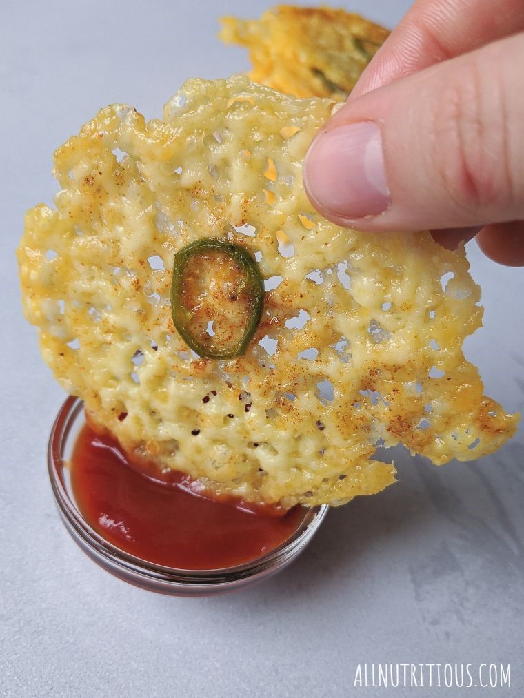 cheese chips in a dip