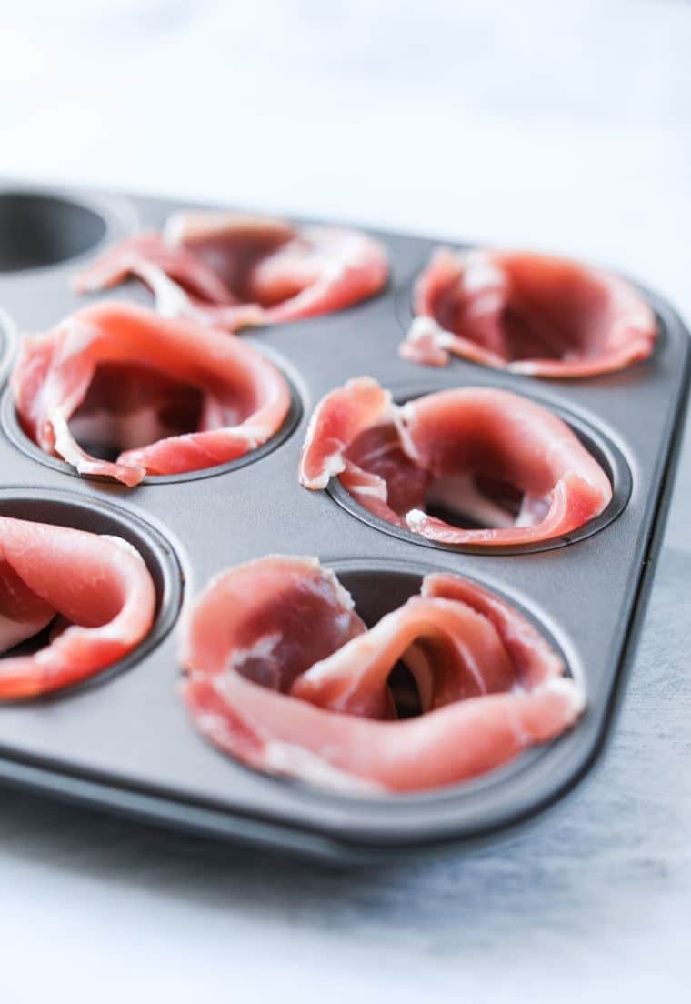 bacon strips in muffin tin