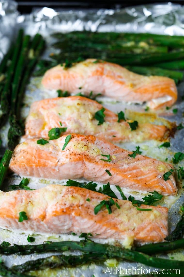 salmon on a baking sheet