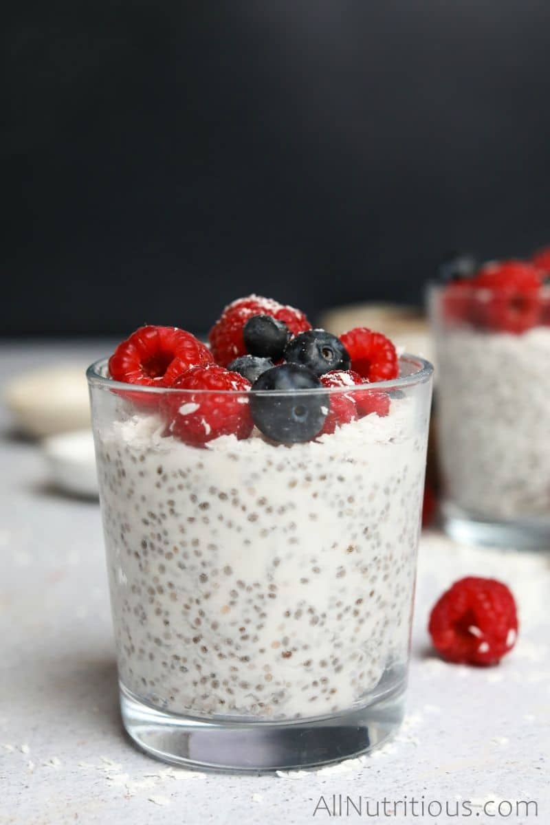 coconut chia pudding with berries