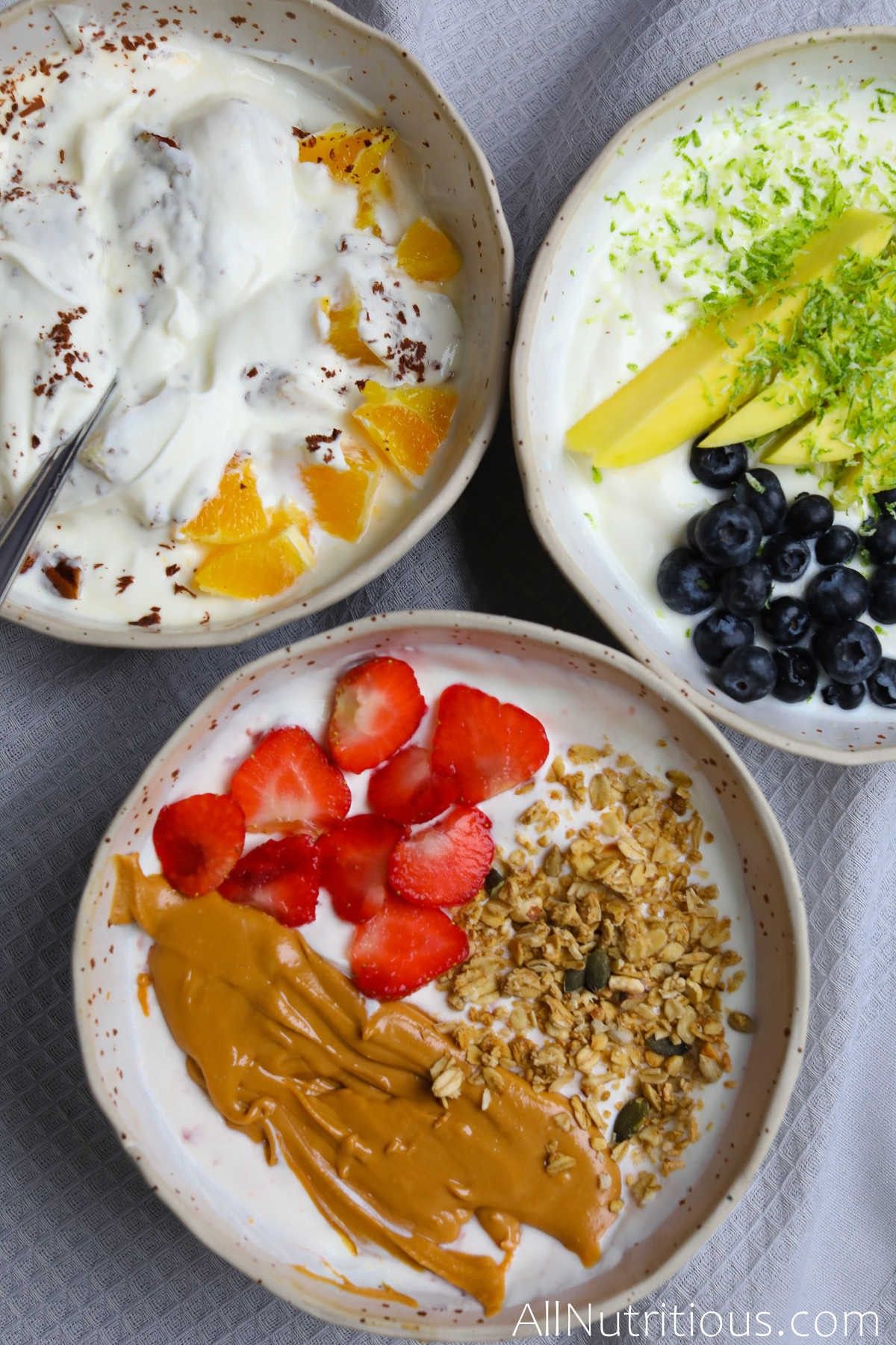 bowls with variety of toppings