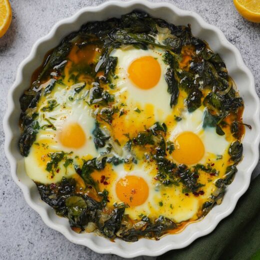 Baked Eggs with Spinach (High Protein, Low Calorie) - All Nutritious