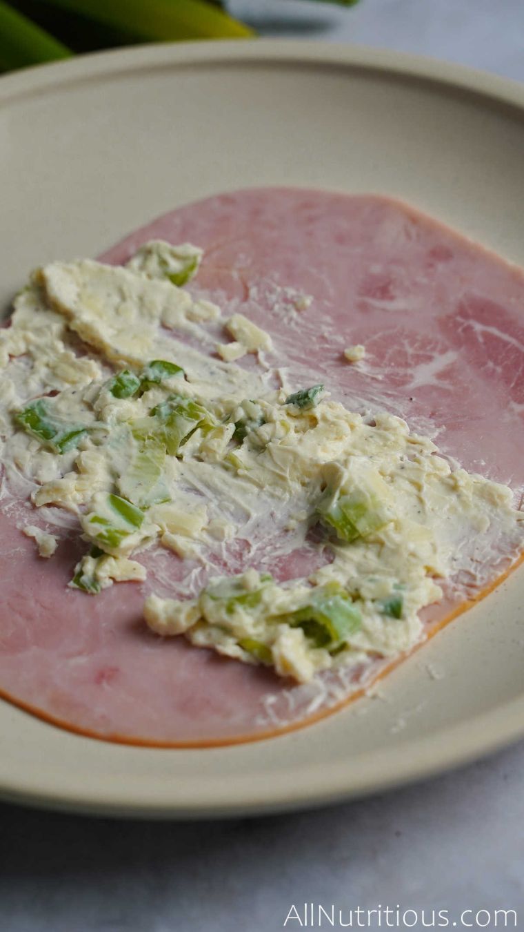 cream cheese spread on ham