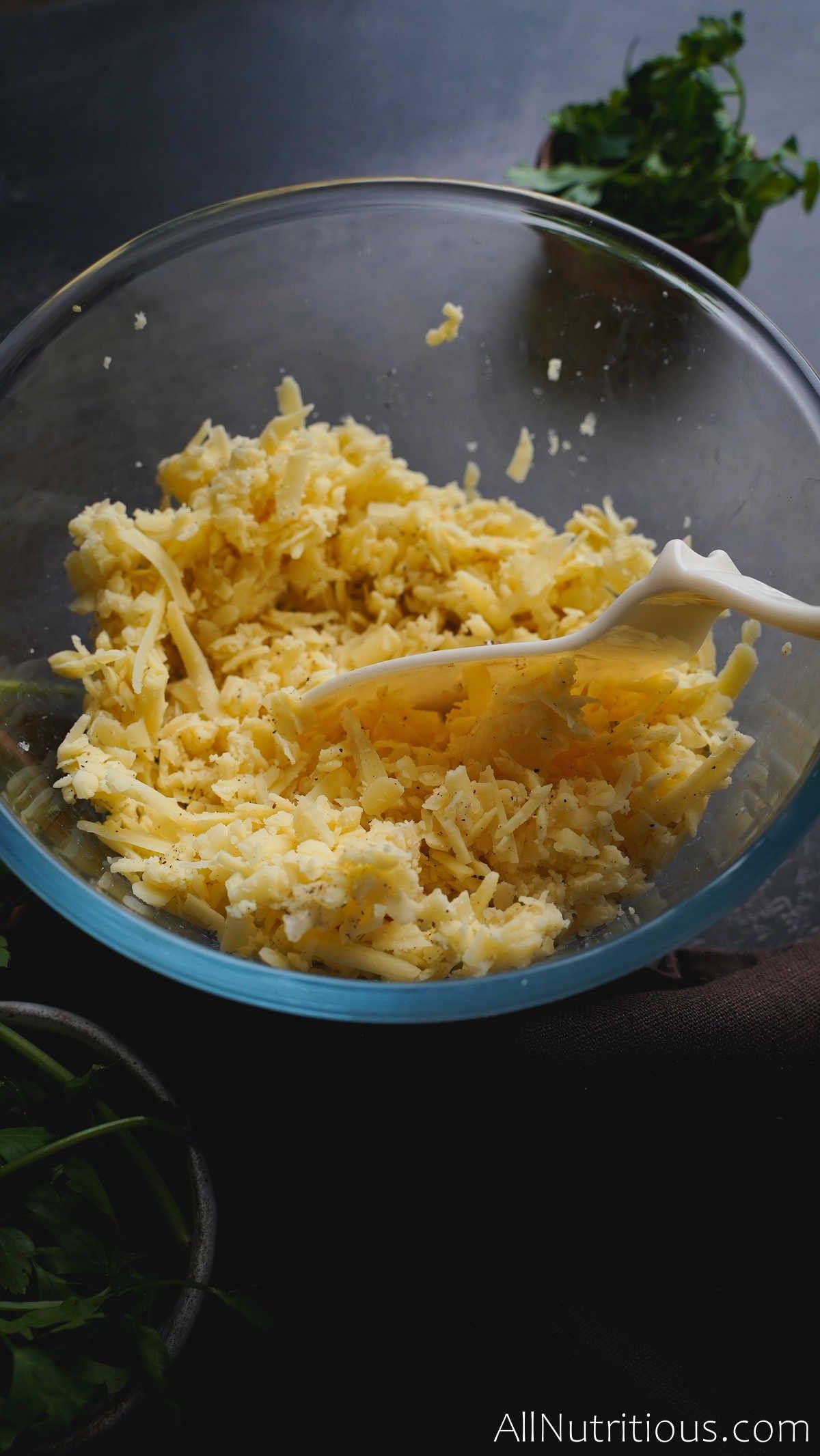 grated cheese in bowl