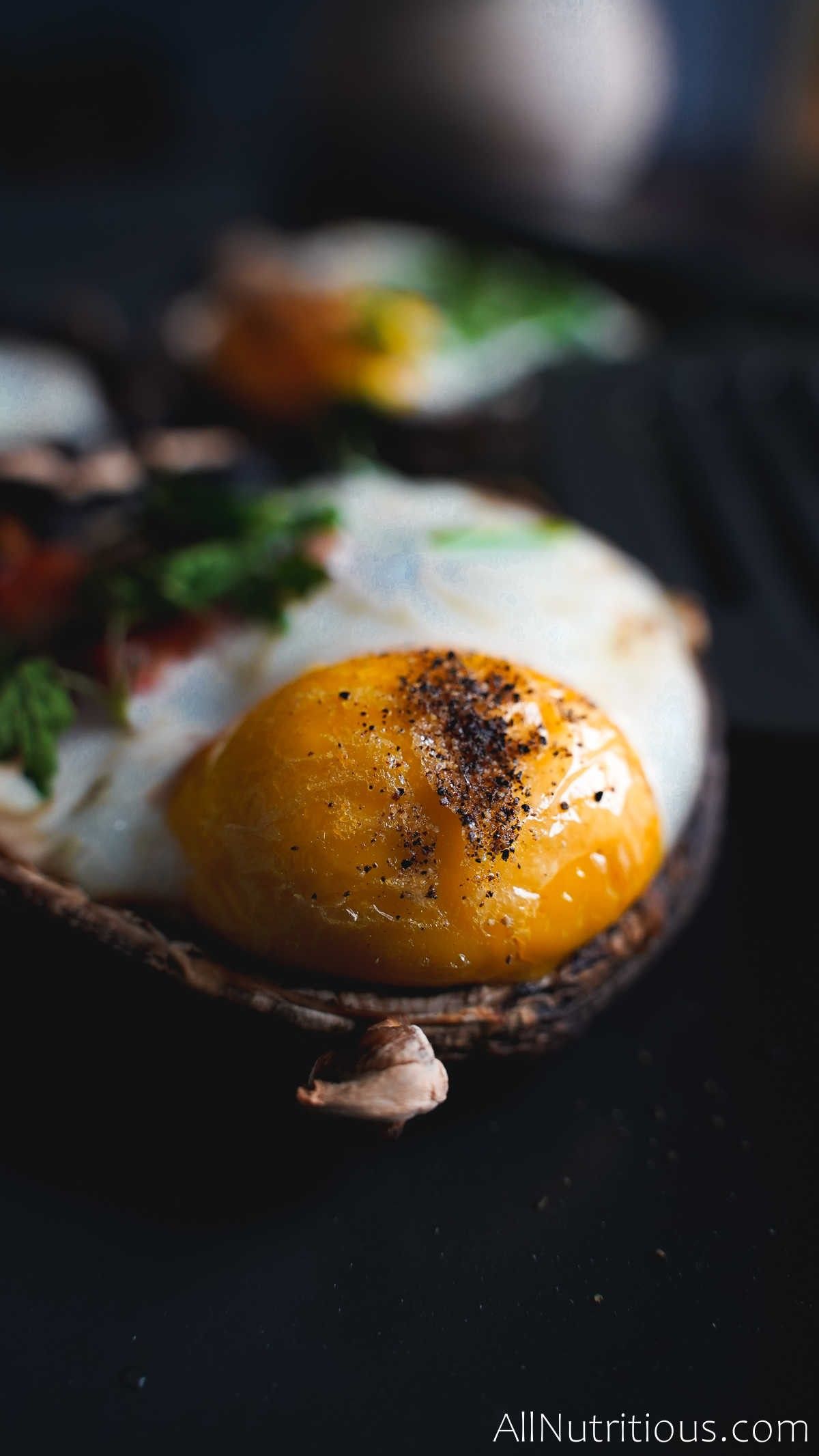 cooked egg in mushroom