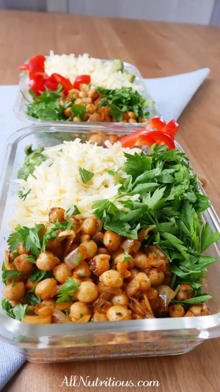 High Protein Spicy Chickpea Meal Prep Bowl