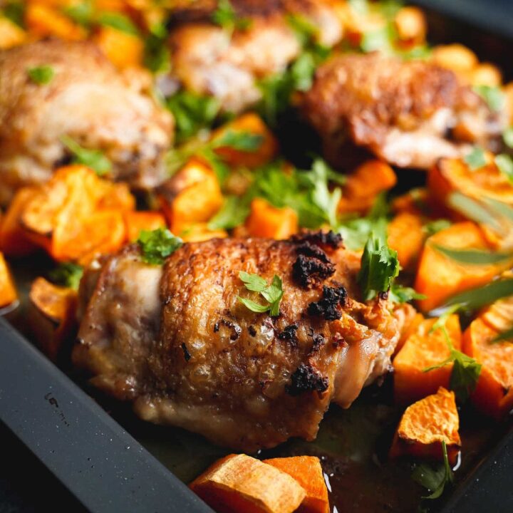 lemon chicken thighs sheet pan dinner