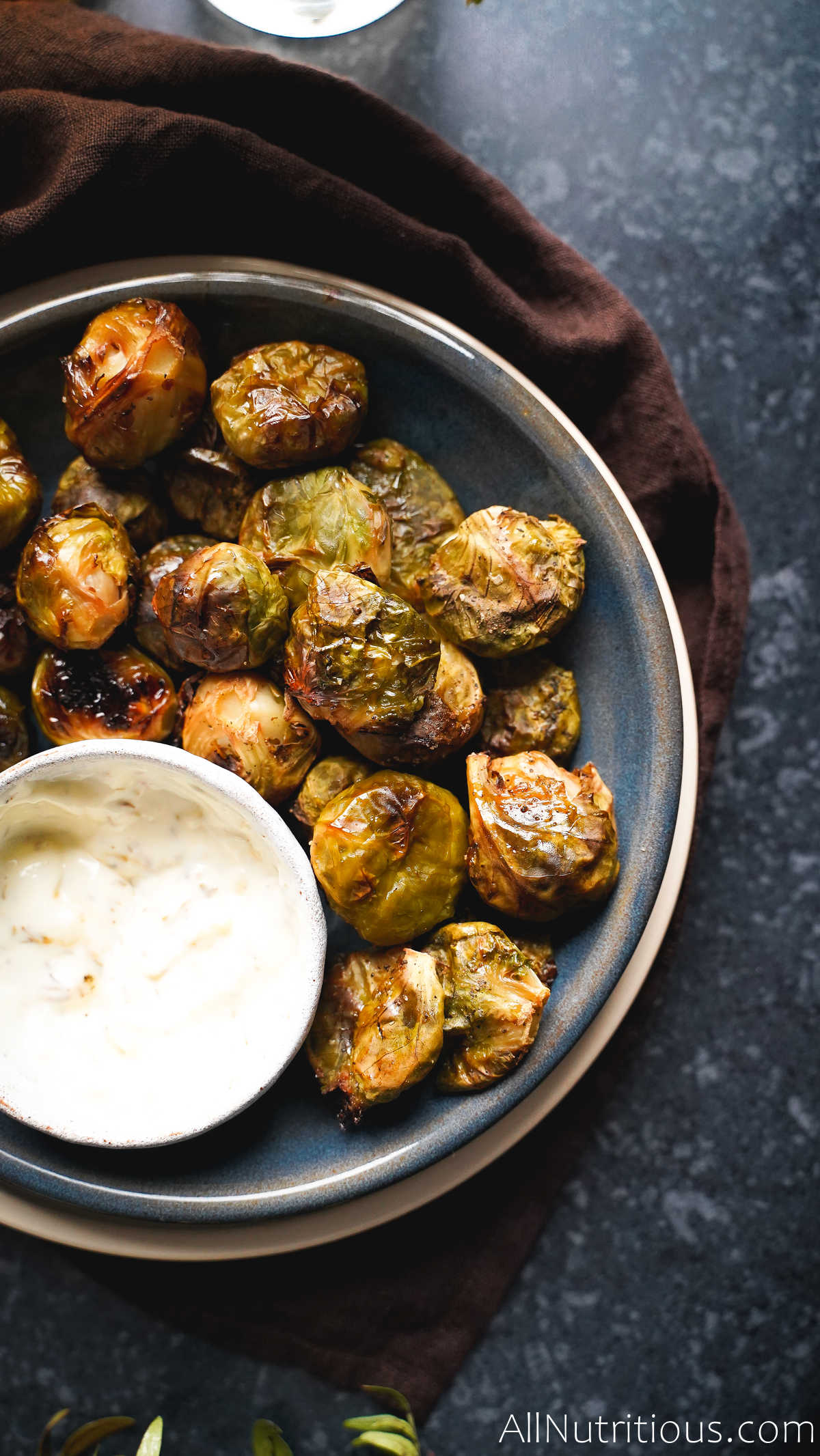 smashed brussels sprouts with dip