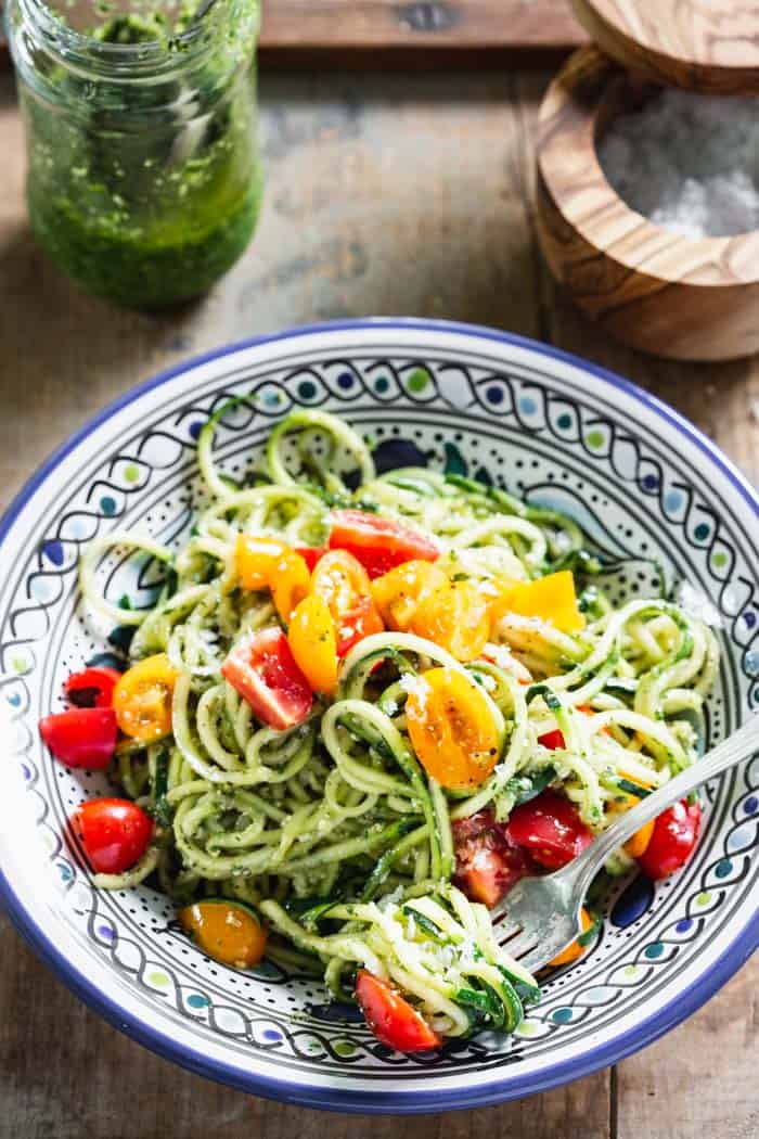 No-Cook Zucchini Noodles with Pesto