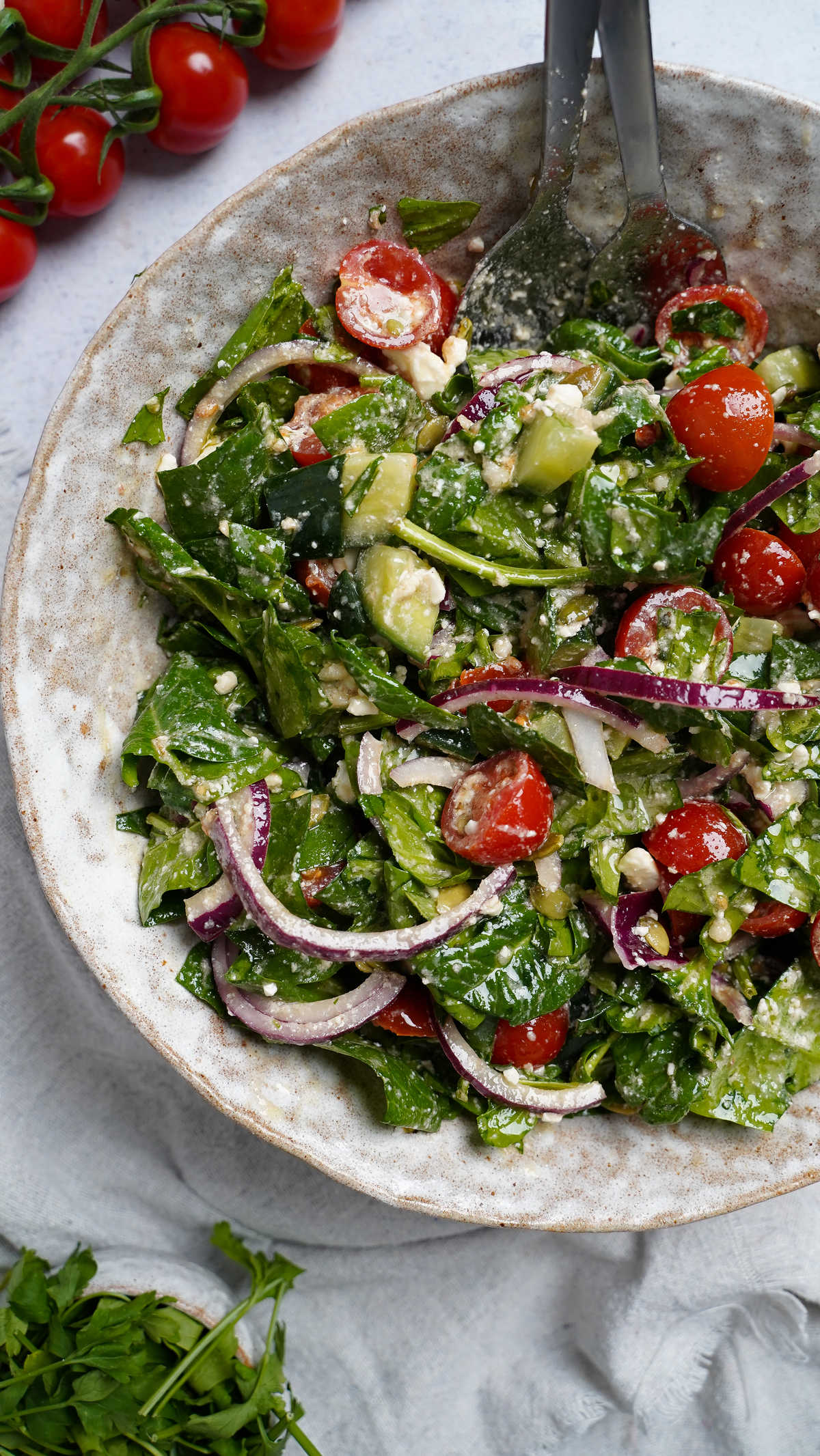 Spinach Tomato Salad with Feta