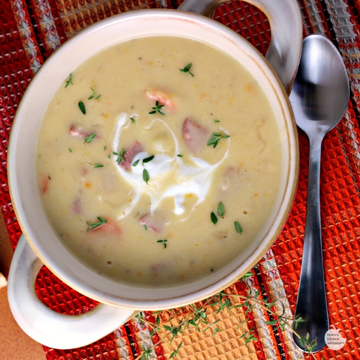 Creamy Potato, White Cheddar, and Kielbasa Soup