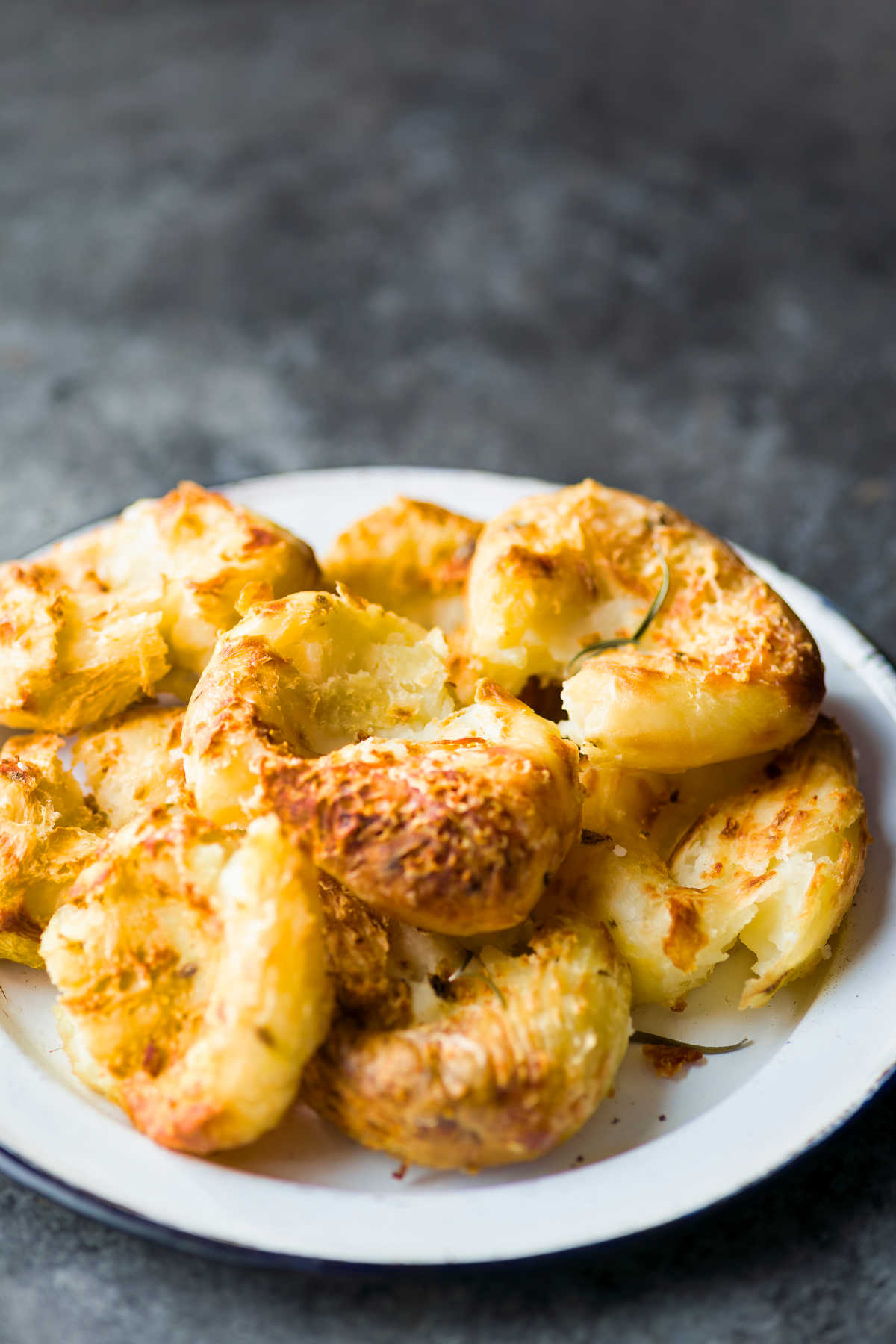 Crispy Smashed Potatoes with Blue Cheese