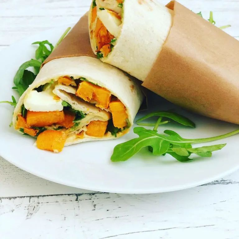 Vegetarian Wraps with Roasted Sweet Potato and Halloumi