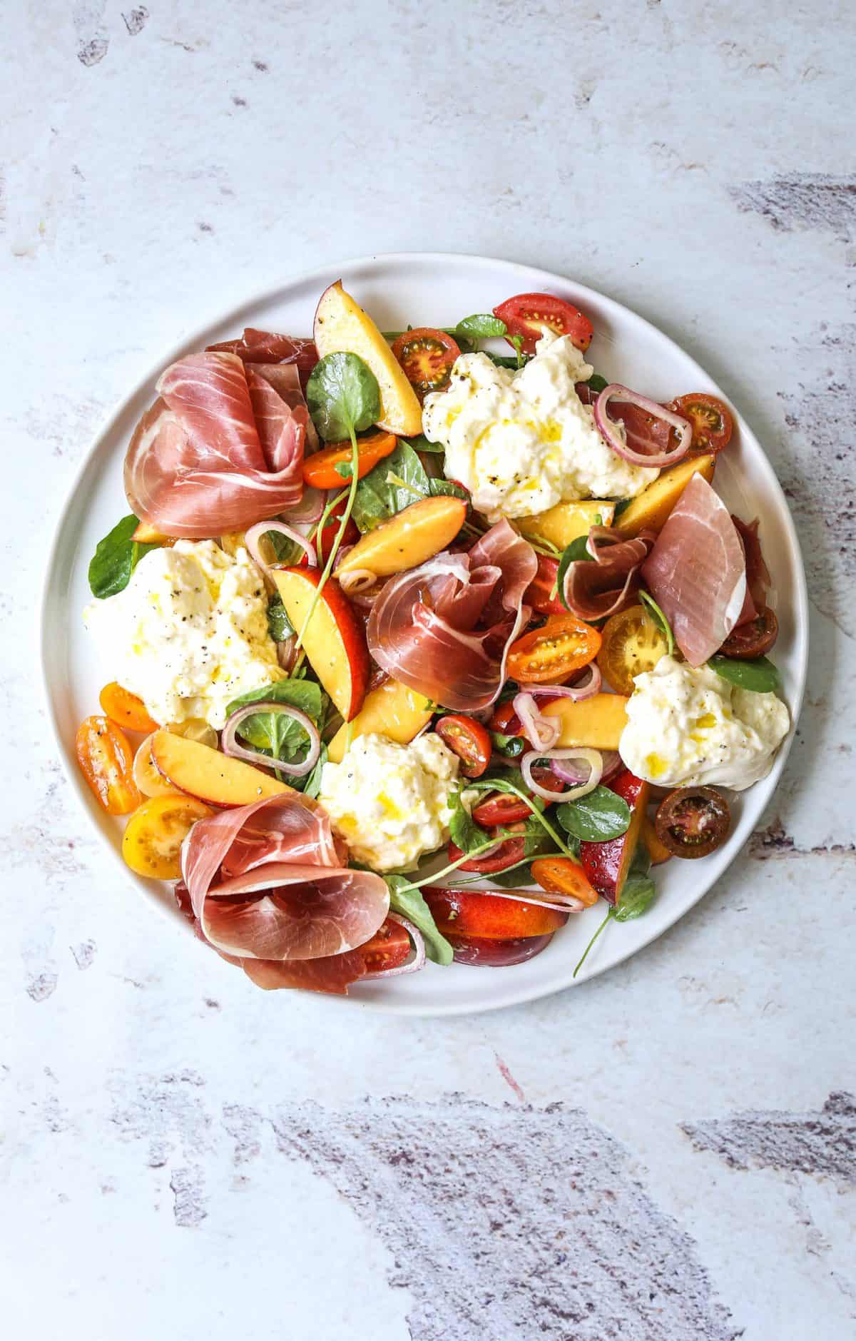 Burrata Salad with Prosciutto and Nectarines