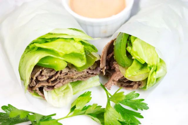 Philly Cheesesteak Lettuce Wraps