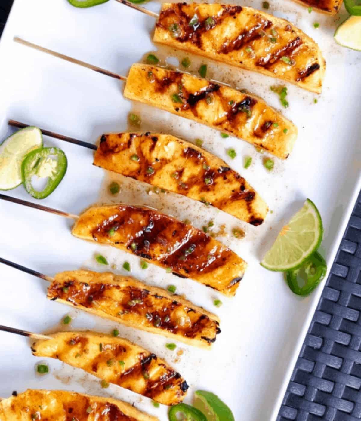 Grilled Pineapple Spears with Jalapeno Honey