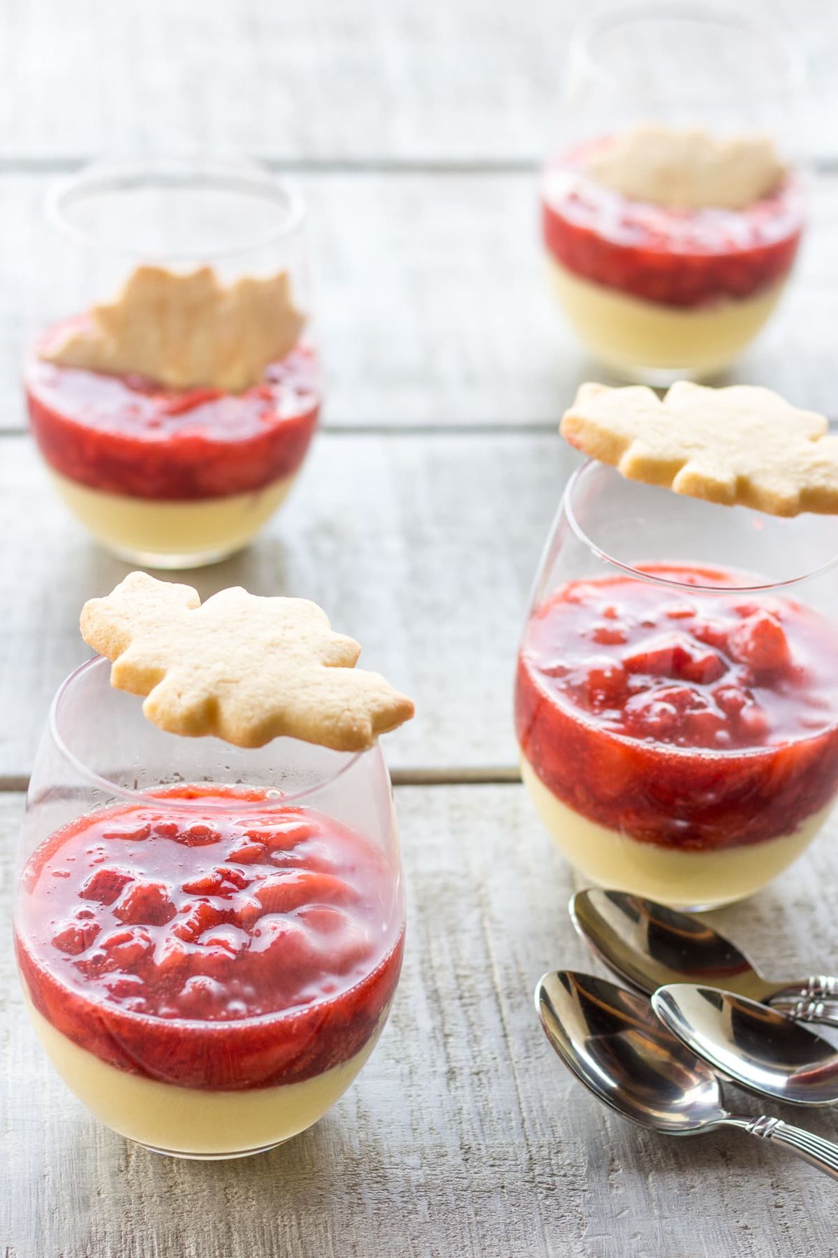 Maple Custard with Strawberry Compote