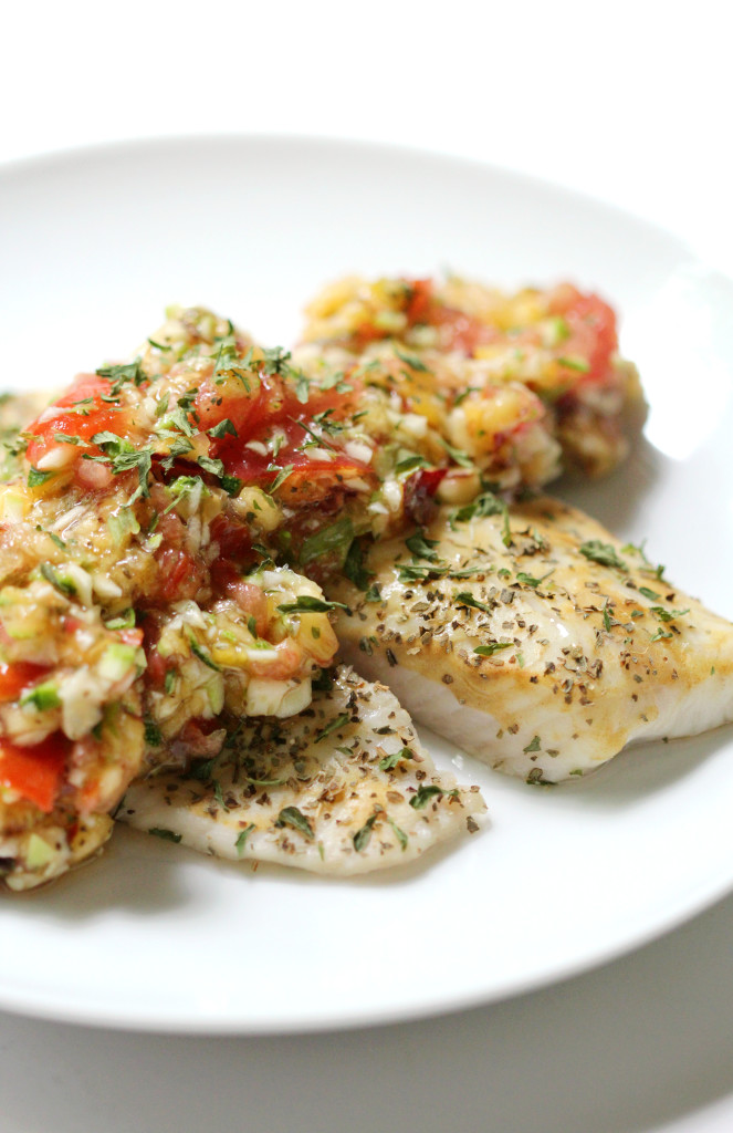 Dijon Tilapia with Peach Zucchini Salsa