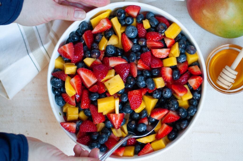 Fruit Salad with Honey Lime Dressing