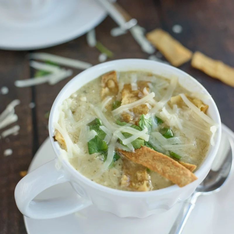 Slow Cooker Green Chile Chicken Enchilada Soup