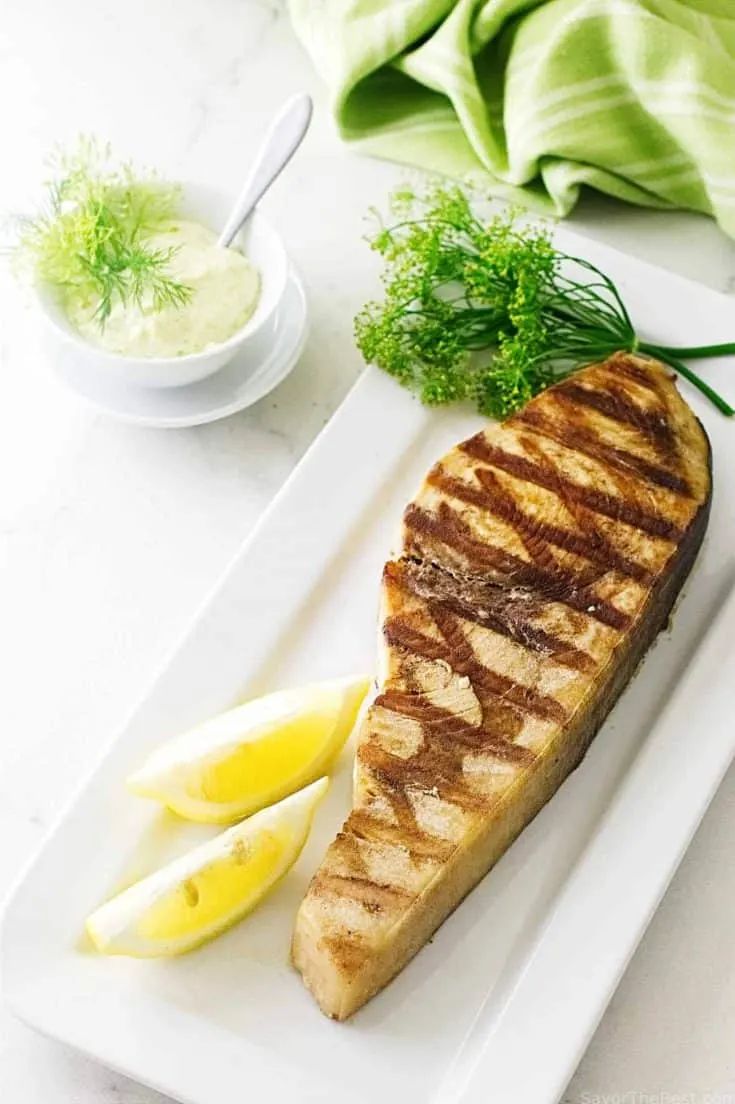 Grilled Swordfish with Lemon Dill Aioli Sauce