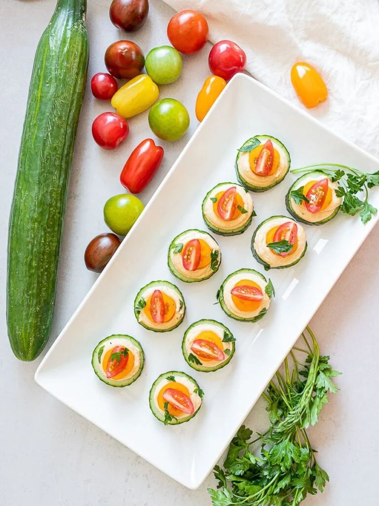 Vegan Cucumber Hummus Bites