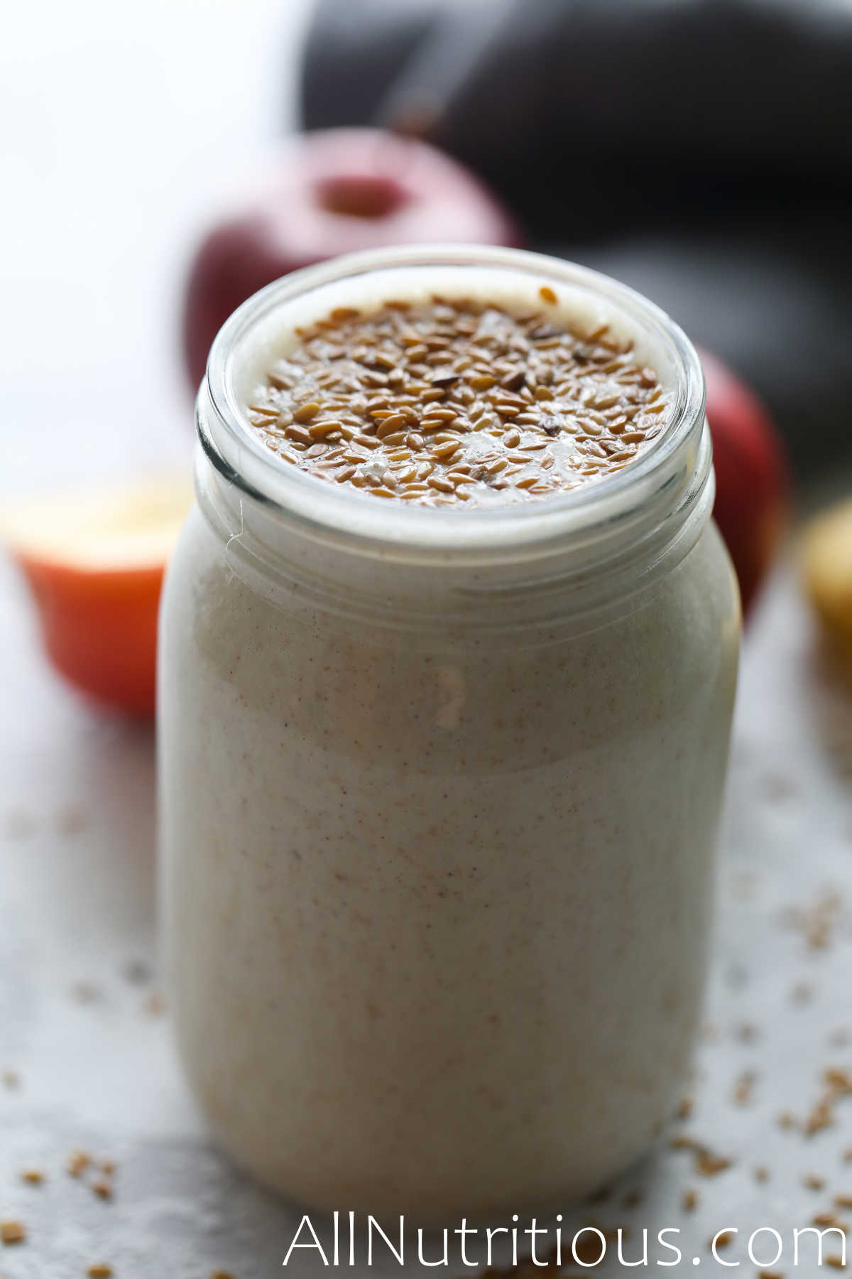smoothie topped with flaxseed