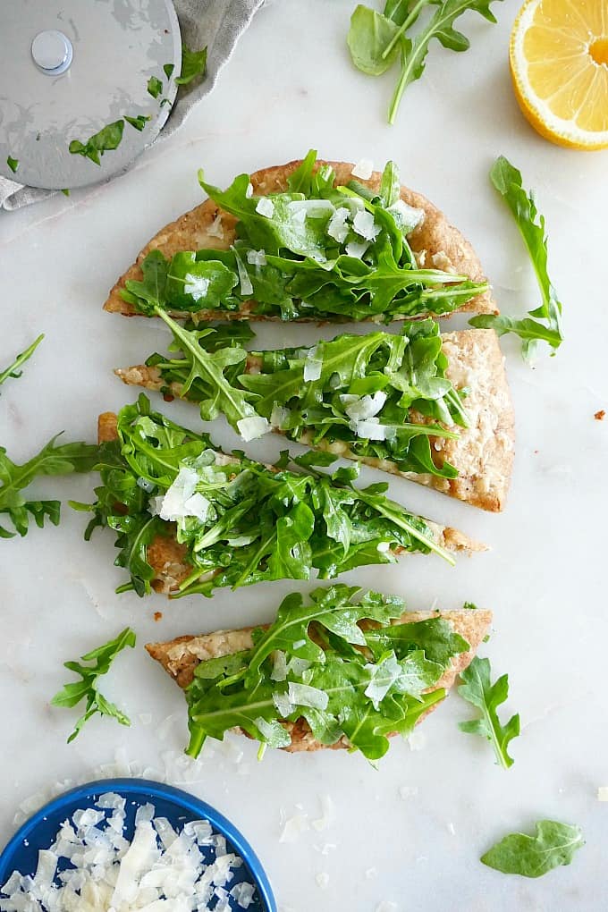 Arugula Parmesan Pita Pizzas