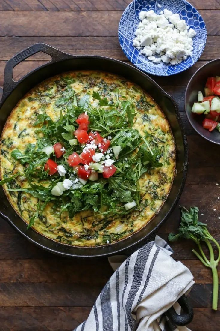 Zucchini Arugula and Feta Frittata