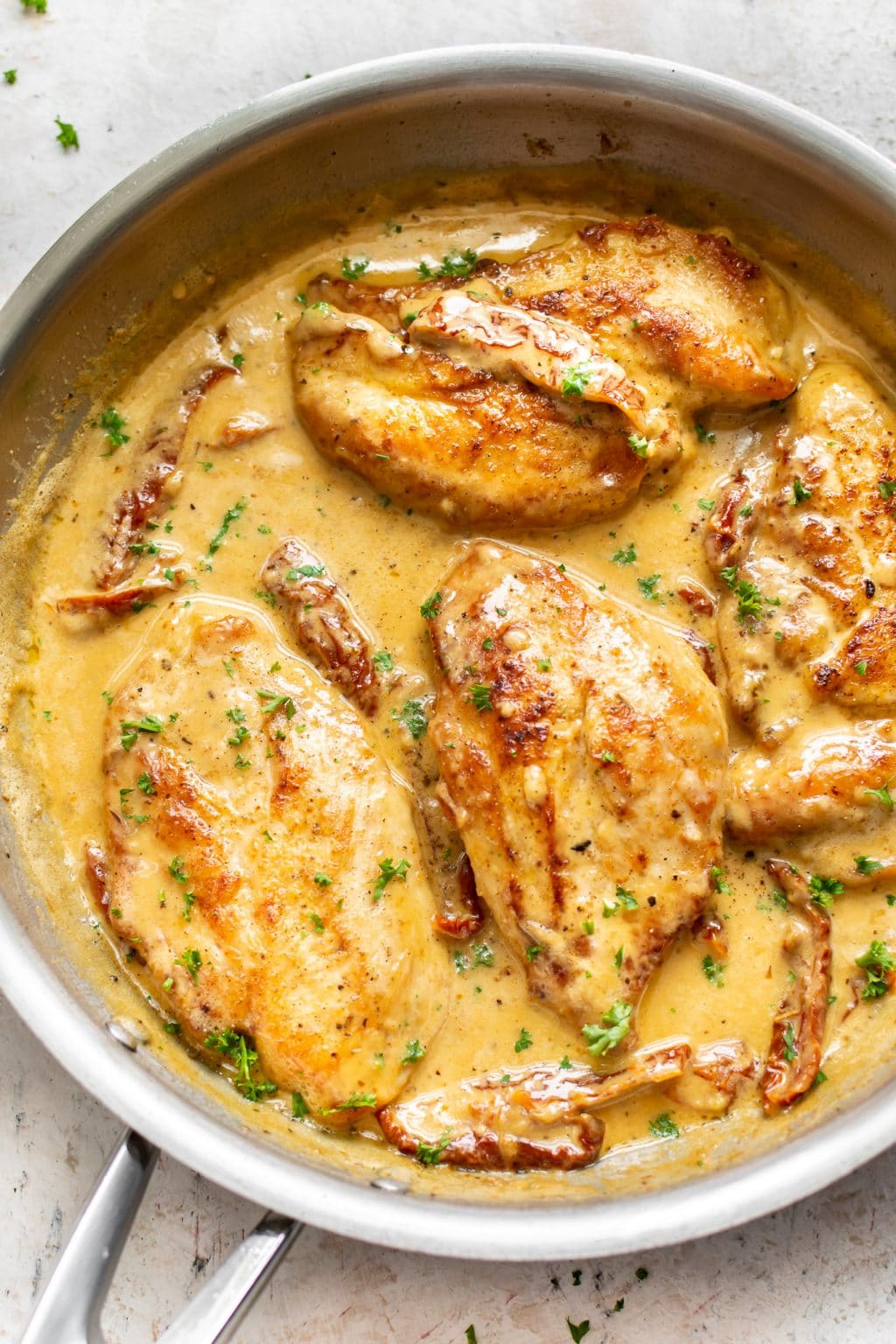 Pan Fried Chicken with Cheese Sauce