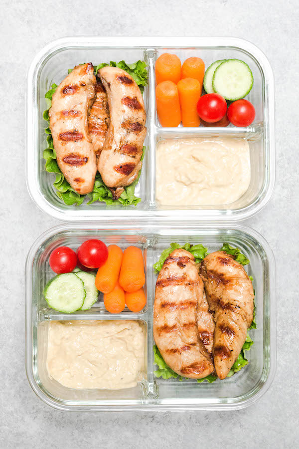 Chicken Tenders Hummus Meal Prep Box