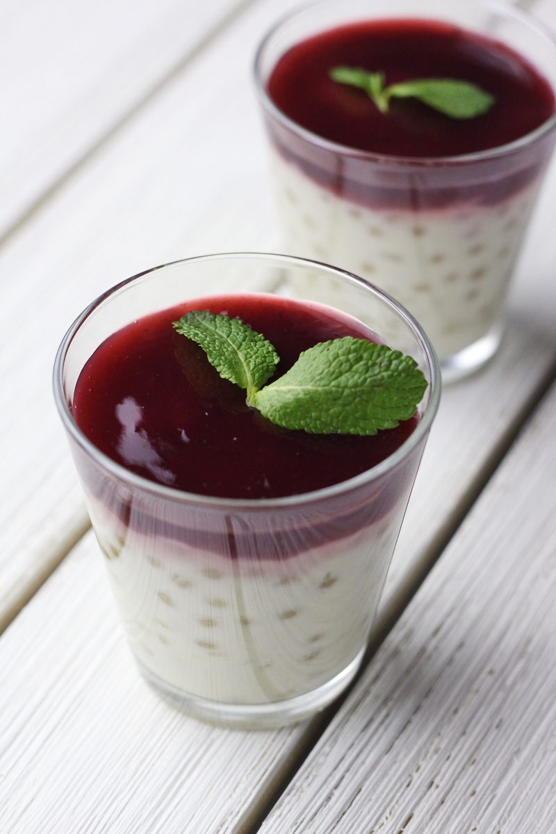 coconut raspberry tapioca pudding