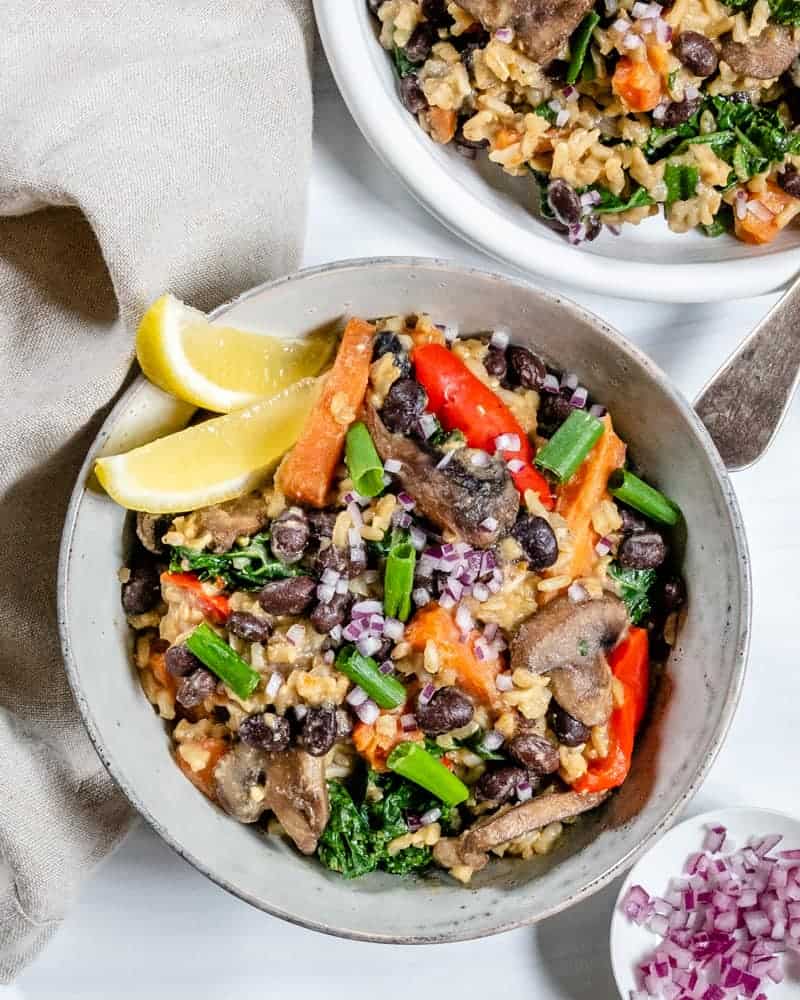 black bean onion pilaf