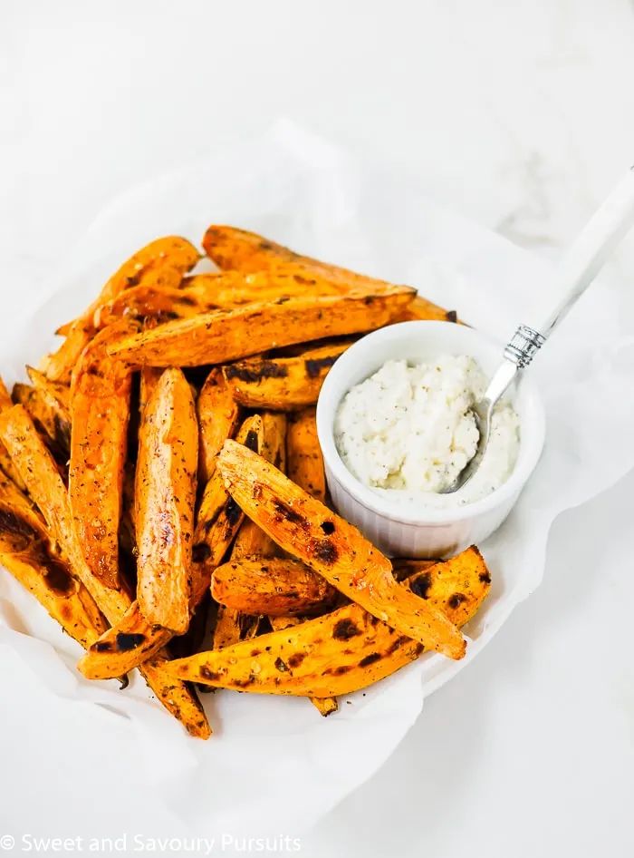 sweet potato fries with feta cheese