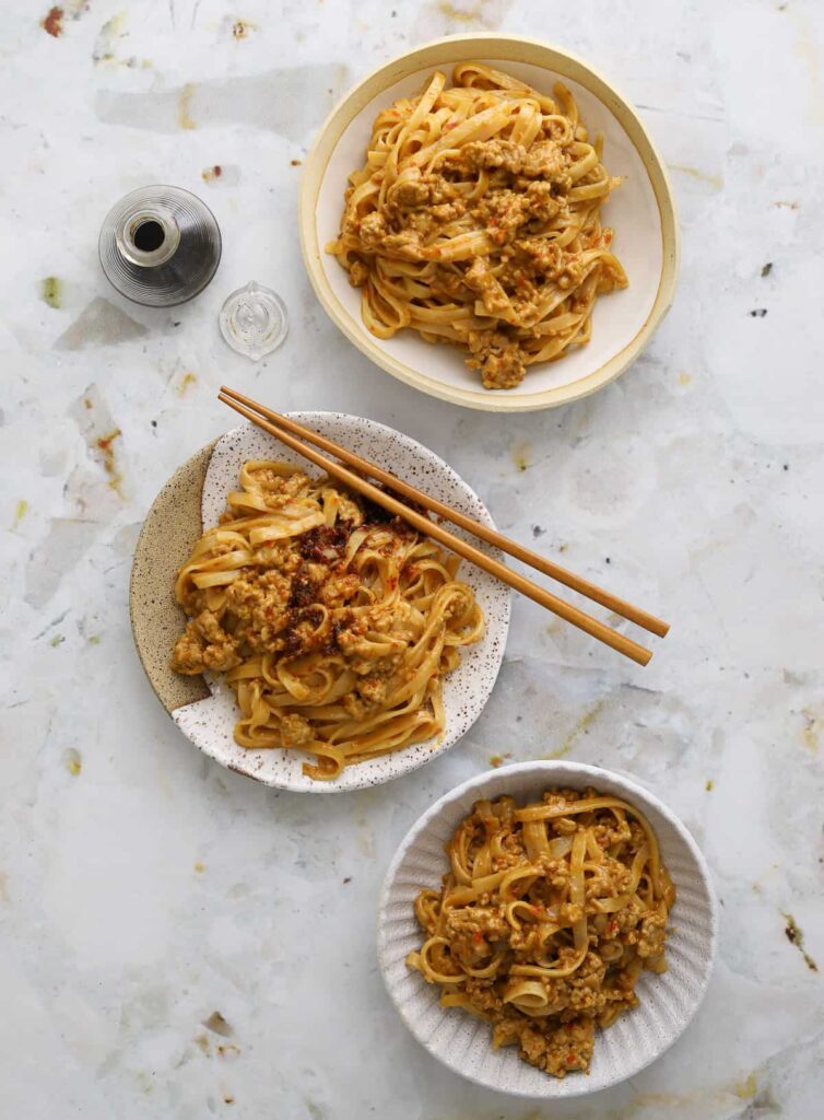 spicy pork and peanut noodle