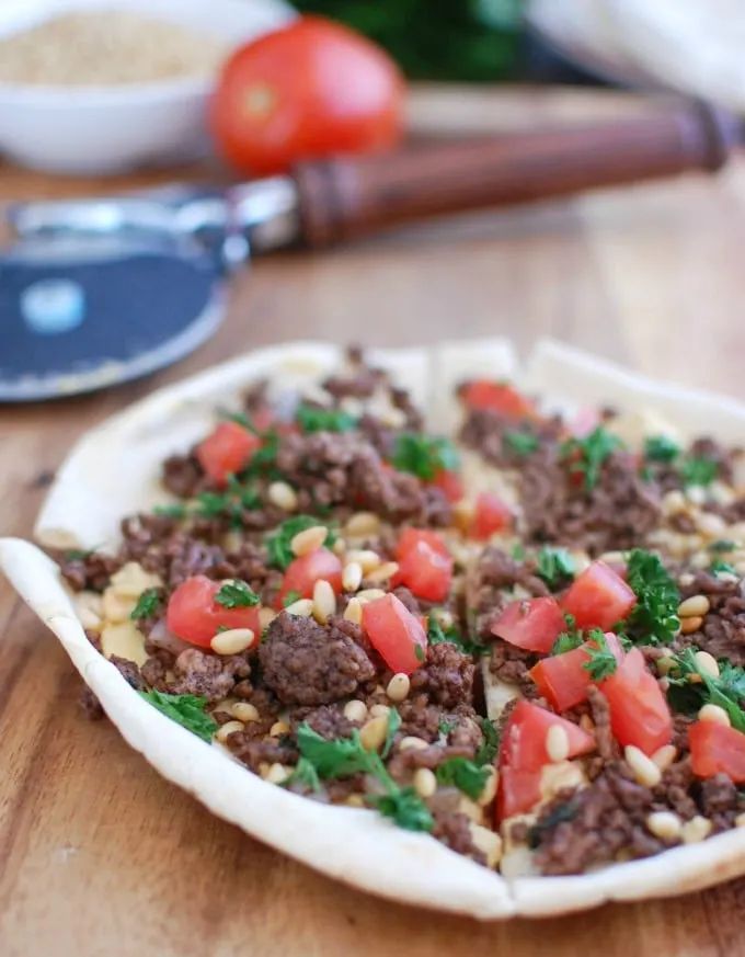 Spiced Beef and Hummus Pita Pizza