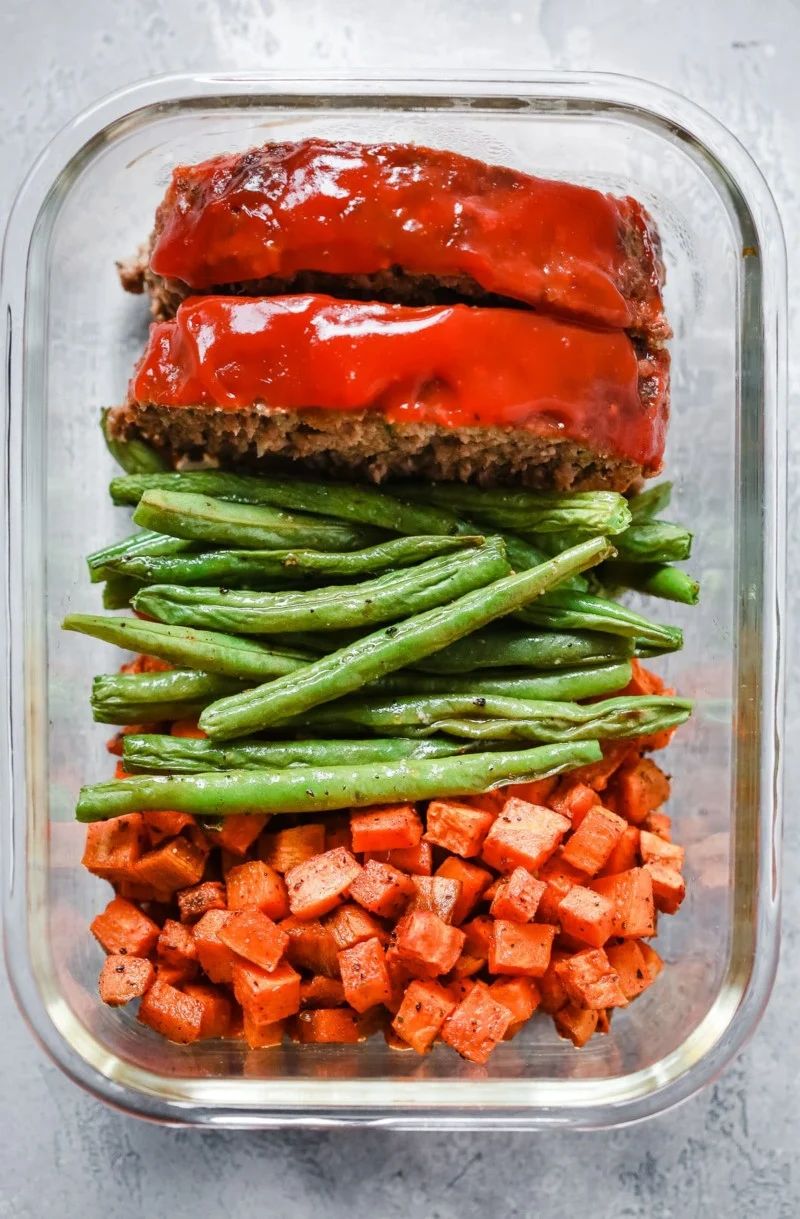 healthy meatloaf meal prep bowls