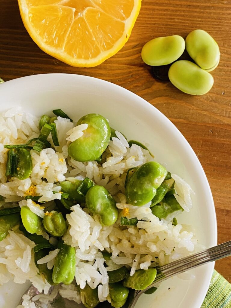 rice and fava bean salad