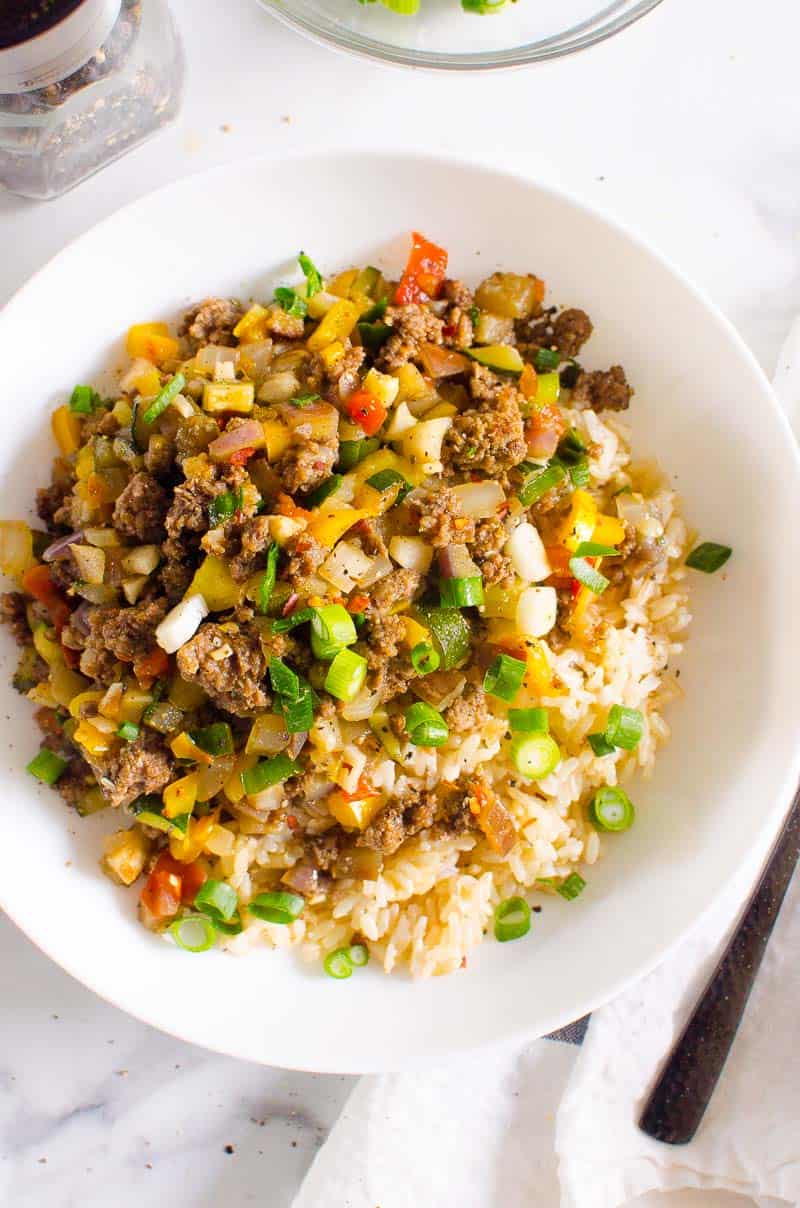 korean ground beef and rice bowl