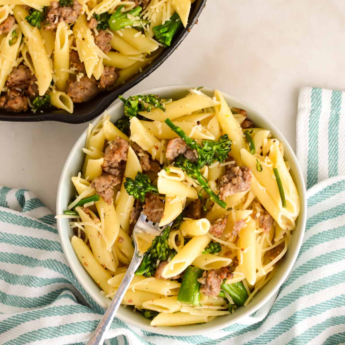 pasta with sausage and broccolini