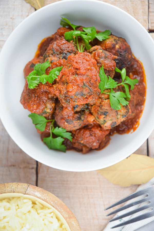 turkey and mushroom meatballs with tomato sauce