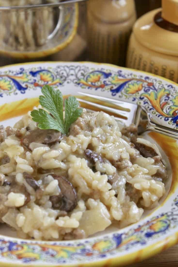 Italian sausage and mushroom risotto