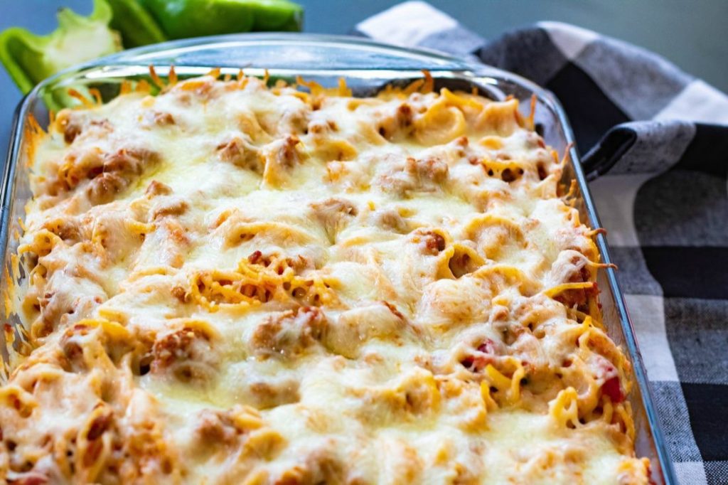 baked spaghetti casserole with sausage