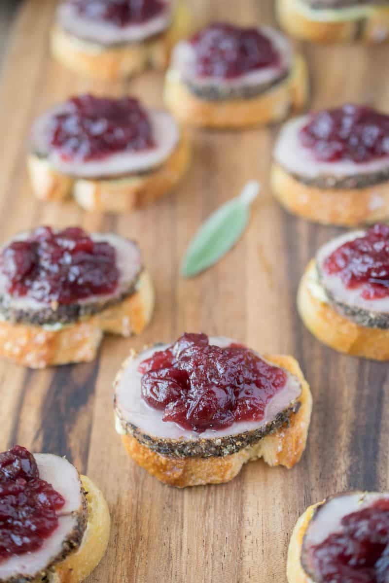 pork and cranberry crostini