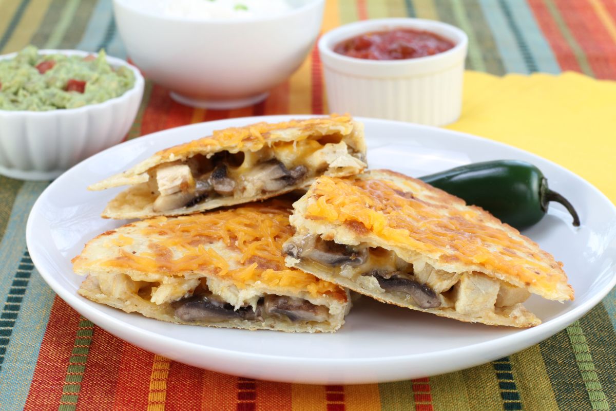 pork and mushroom quesadillas