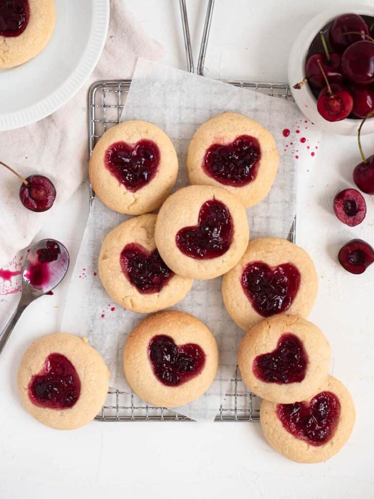 cherry thumbprint cookies